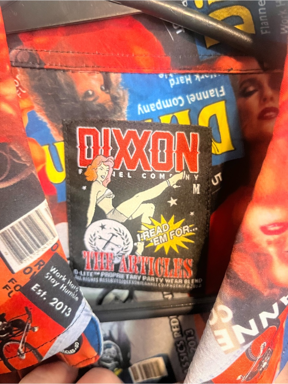DIXXON Red and Orange Graphic Flannel Shirt with Pinup Label